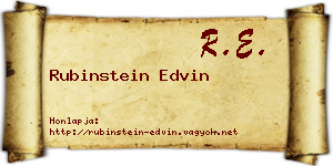 Rubinstein Edvin névjegykártya
